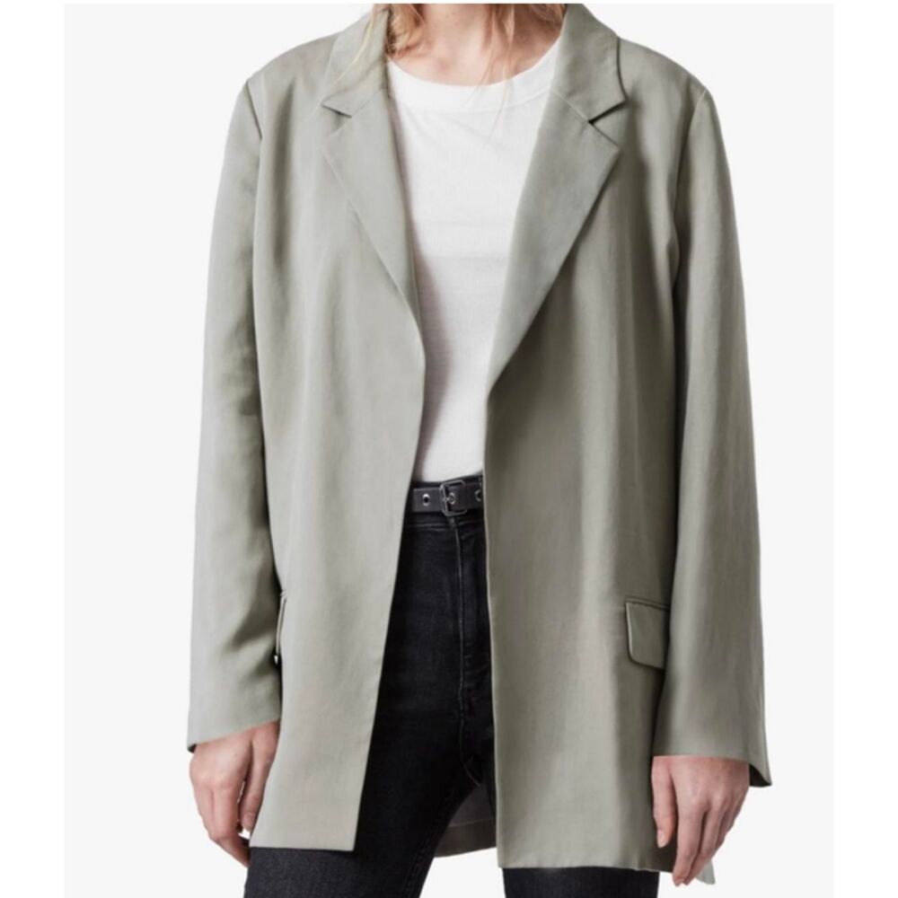AllSaints Alva Pistachio Blazer Minimal Sleek Nightout Officecore Lyocell Sz 2